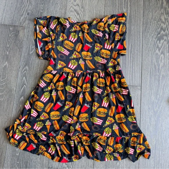 Exotica Fast Food Print Burger Fries Short Sleeve Pocket Dress Size XS - Picture 5 of 5